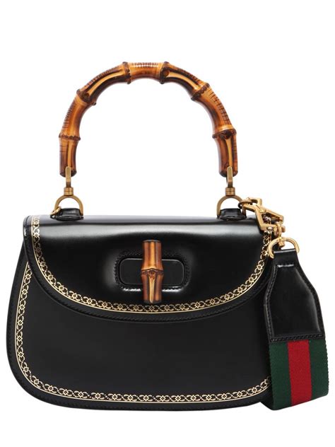 gucci bamboo daily leather top handle bag price|Gucci monogram bamboo handle bag.